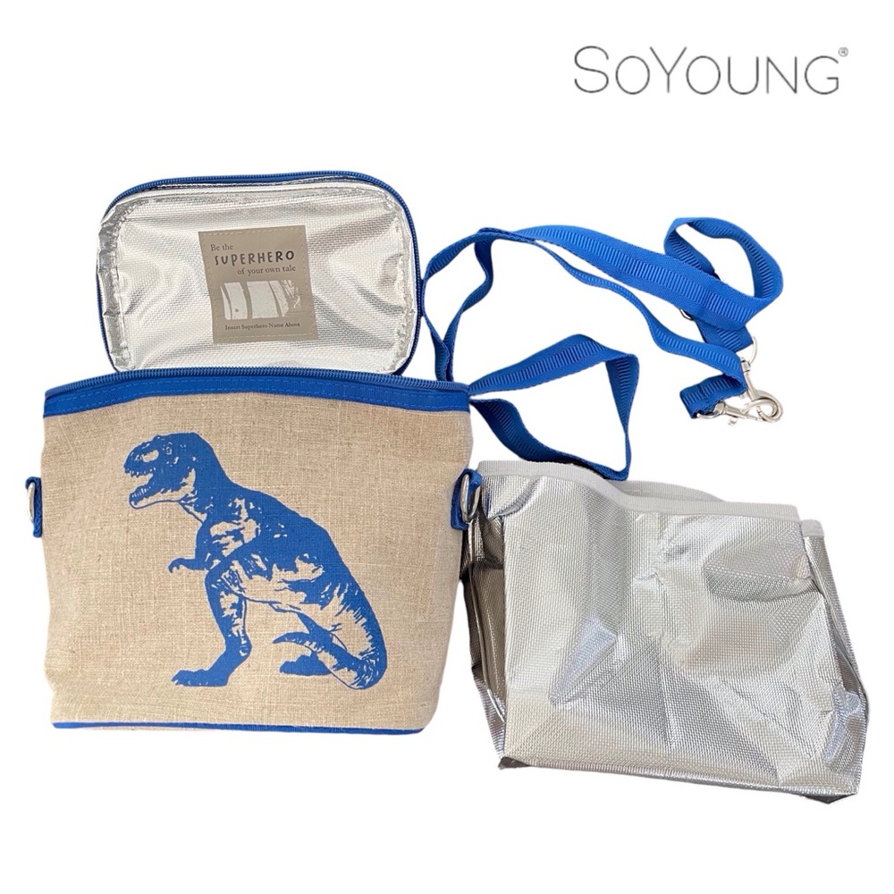 SoYoung Kids Blue Dino Insulated Cooler Bag with Adjustable Strap